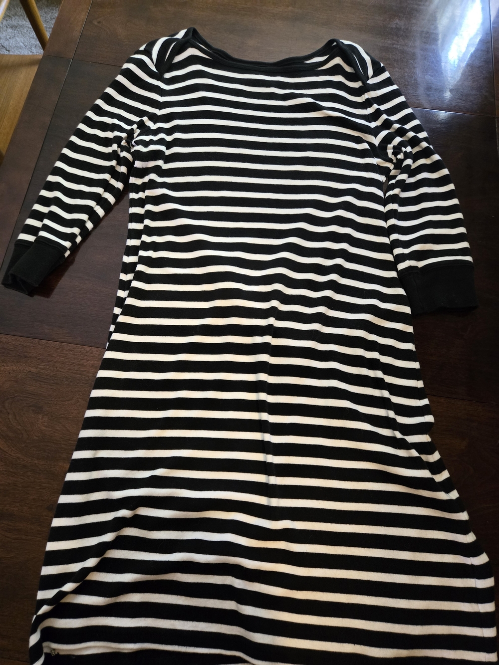 American Living Black & White Striped Long Sleeve Dress